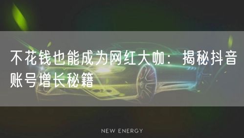 不花钱也能成为网红大咖：揭秘抖音账号增长秘籍