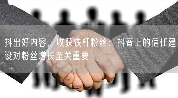 抖出好内容，收获铁杆粉丝：抖音上的信任建设对粉丝增长至关重要