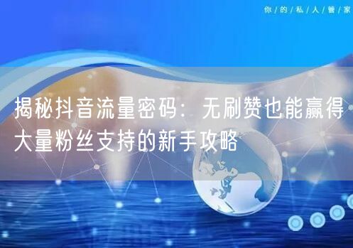 揭秘抖音流量密码：无刷赞也能赢得大量粉丝支持的新手攻略
