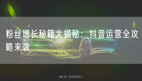 粉丝增长秘籍大揭秘：抖音运营全攻略来袭
