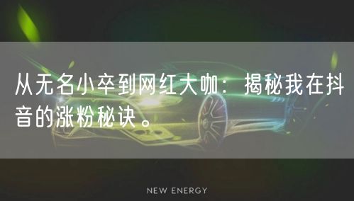 从无名小卒到网红大咖：揭秘我在抖音的涨粉秘诀。