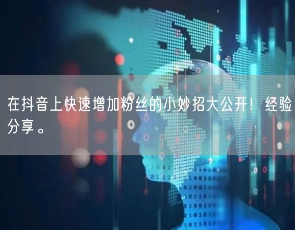 在抖音上快速增加粉丝的小妙招大公开！经验分享。