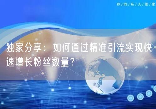 独家分享：如何通过精准引流实现快速增长粉丝数量？