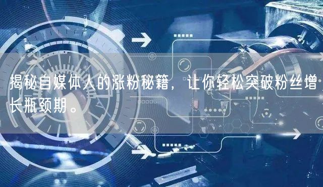 揭秘自媒体人的涨粉秘籍，让你轻松突破粉丝增长瓶颈期。