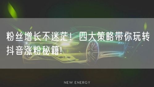 粉丝增长不迷茫！四大策略带你玩转抖音涨粉秘籍!