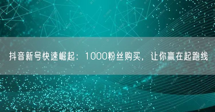 抖音新号快速崛起：1000粉丝购买，让你赢在起跑线