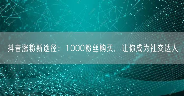 抖音涨粉新途径：1000粉丝购买，让你成为社交达人