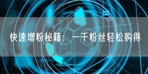快速增粉秘籍：一千粉丝轻松购得