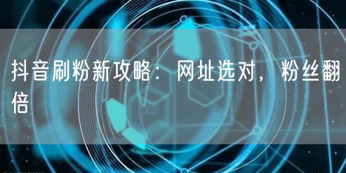 抖音刷粉新攻略：网址选对，粉丝翻倍