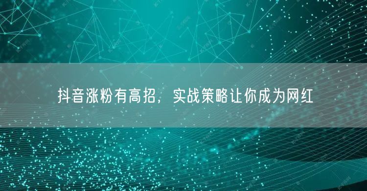 抖音涨粉有高招，实战策略让你成为网红