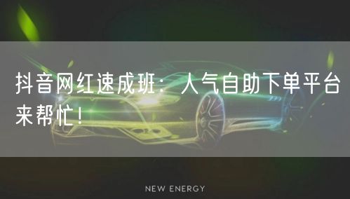 抖音网红速成班：人气自助下单平台来帮忙！
