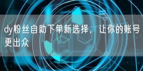 dy粉丝自助下单新选择，让你的账号更出众