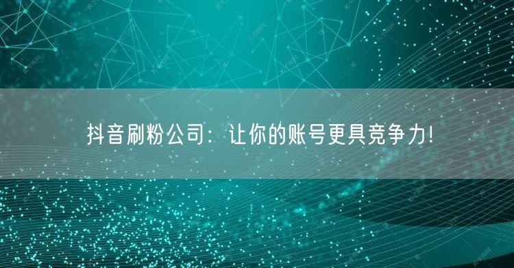 抖音刷粉公司：让你的账号更具竞争力！