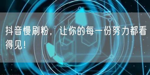 抖音慢刷粉，让你的每一份努力都看得见！